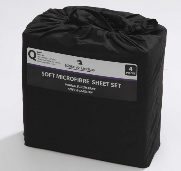 Blake & Lindsay SOFT MICROFIBRE Sheet Set BLACK Online Hot Sale