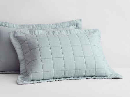 Abbotson Mint Frost Linen Quilted PILLOWSHAM by Sheridan For Cheap