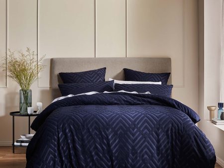 Echo Navy Quilt Cover Set by Logan and Mason Platinum on Sale