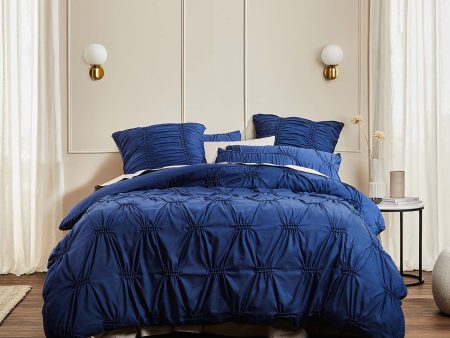 Arran Indigo Quilt Cover Set by Logan and Mason Platinum For Discount