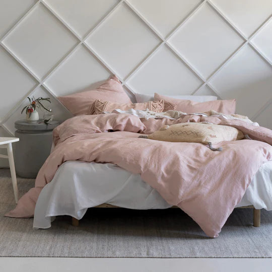 Nimes Rose PInk Linen QUILT COVER SET  by Linen House Online now