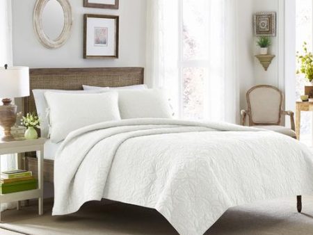 Felicity White Cotton Coverlet Set by Laura Ashley on Sale