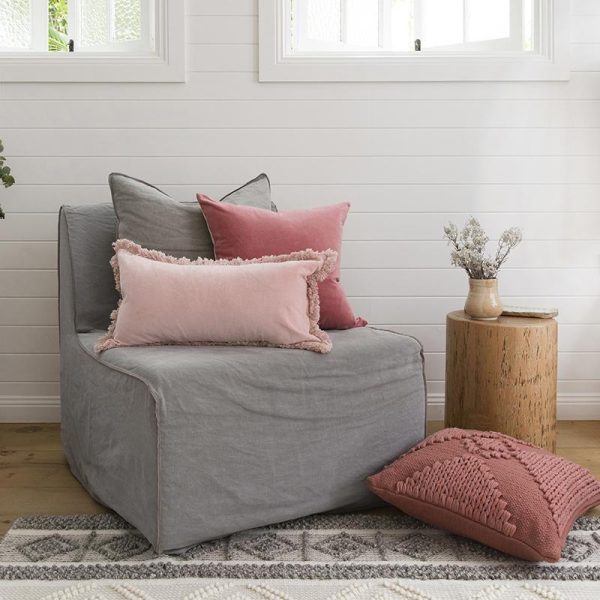 Bambury Clay Velvet Feather Filled Cushion by Bambury Online Sale